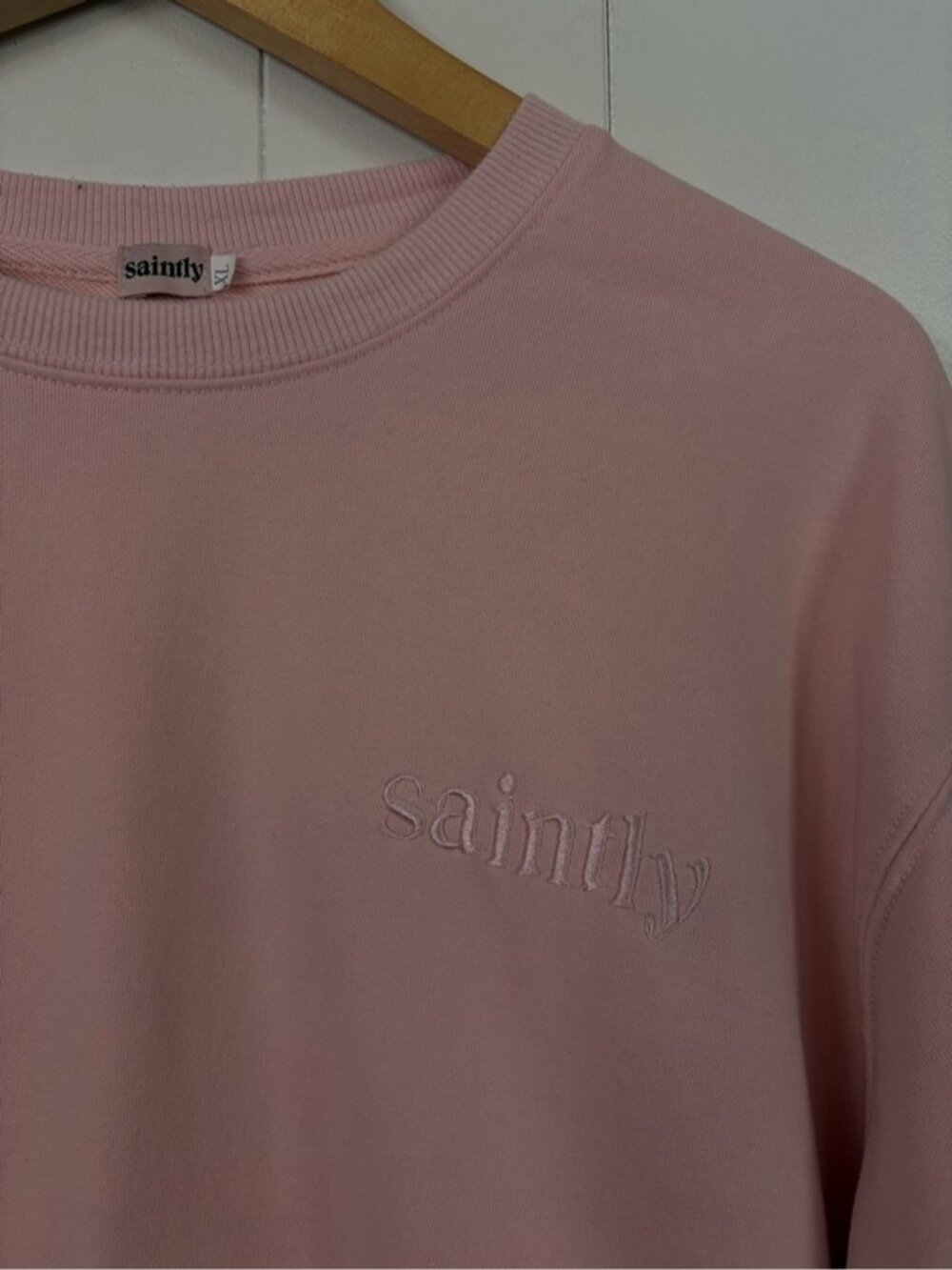 Saintly Wine Pink Sinner Saint Long Sleeve Cotton Sweatshirt size XL Loungewear - Picture 3 of 12